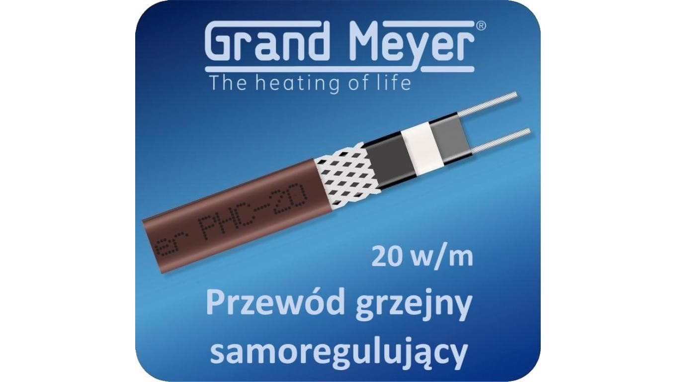 Kabel grzejny samoregulujący ekranowany GRAND MEYER PHC-20, 20W/m
