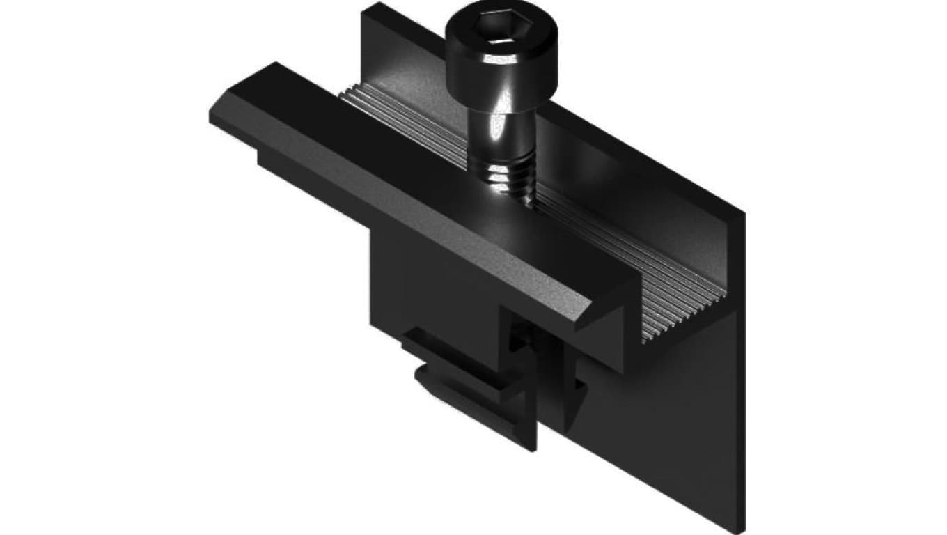 Klema końcowa 30mm Dł: 50mm na KLIK z pinami uziemiającymi czarna