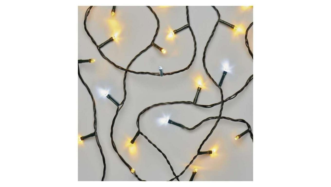 Lampki choinkowe Classic 80 LED 8m ciepła + zimna biel, zielony przewód, IP44, timer D4AN04