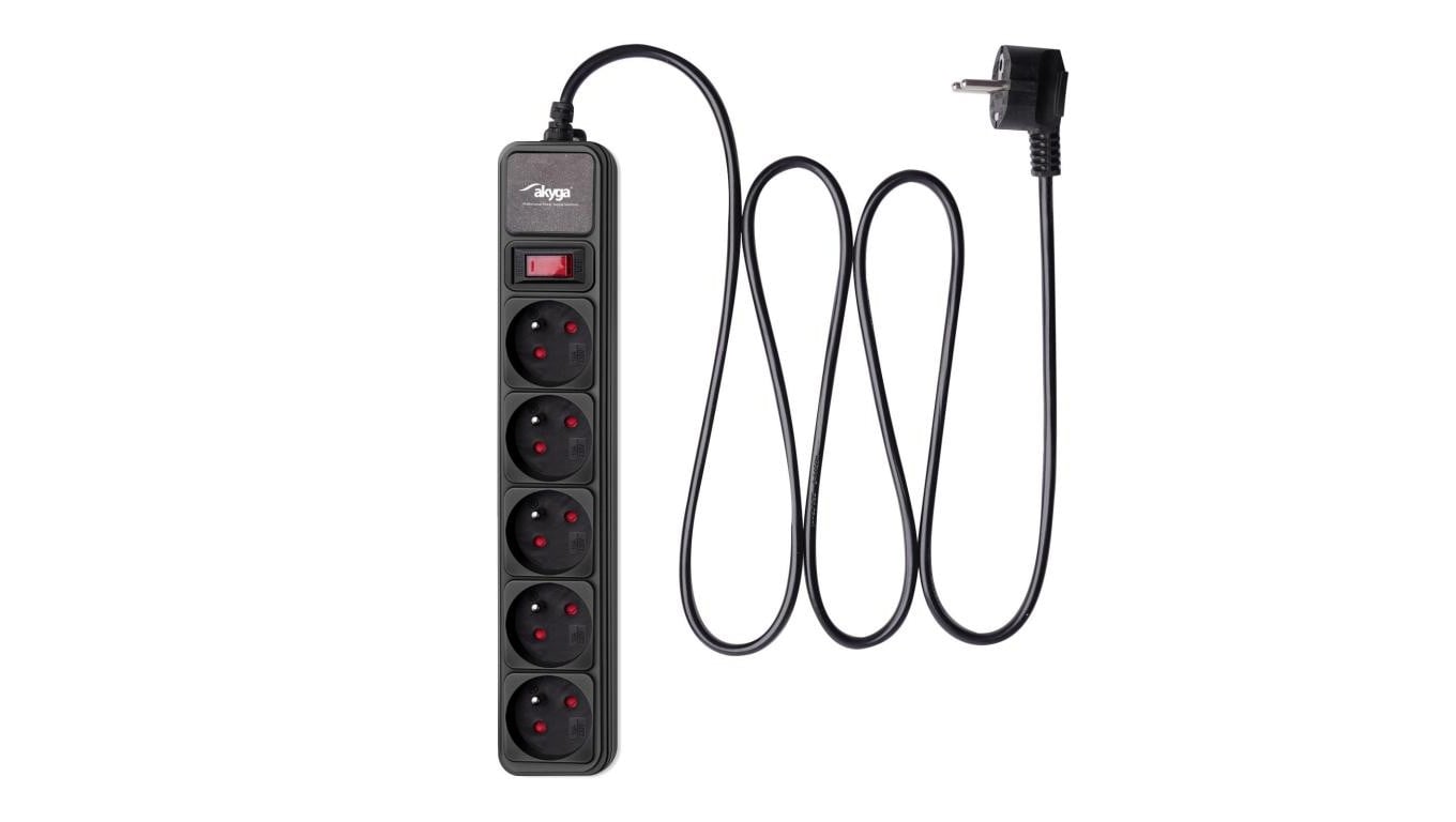 Listwa przeciwprzepięciowa Akyga AK-SP-05A 5 gniazd CEE 7/5 (Typ E) 1.8 m