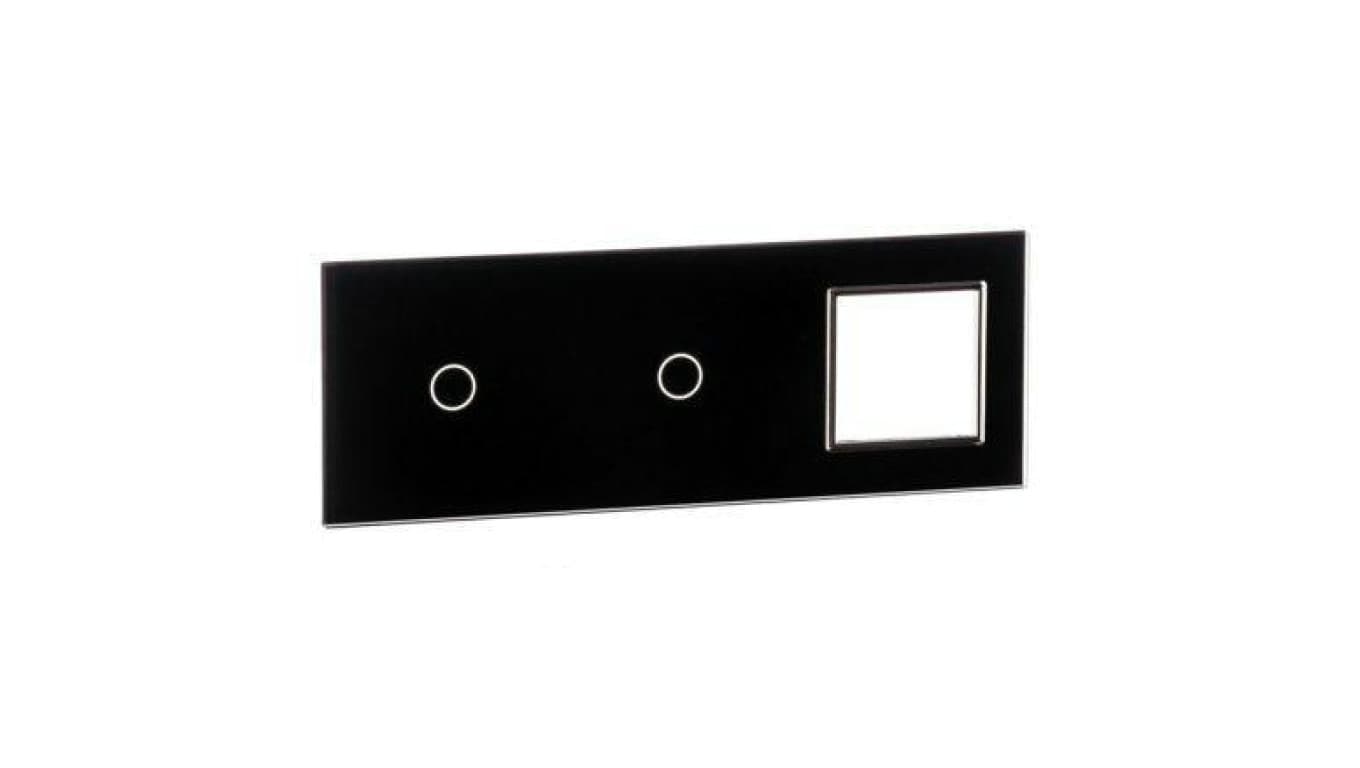 Livolo CZARNY PANEL SZKLANY 1+1+ MIEJSCE NA GNIAZDO 7011G-62