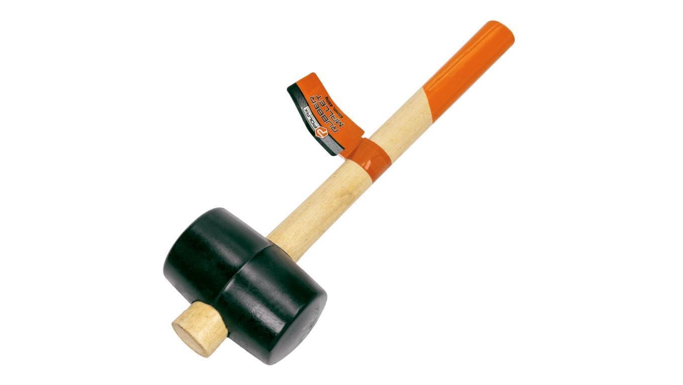 Młotek gumowy Polax z drewnianą rączką 60 mm 450 g Czarny (39-005)