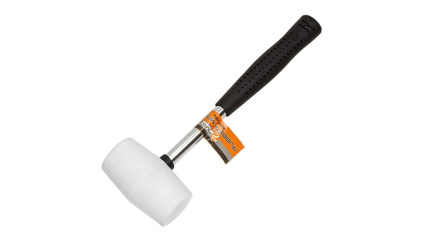 Młotek gumowy Polax, trzonek metalowy biały 225 g (39-003)