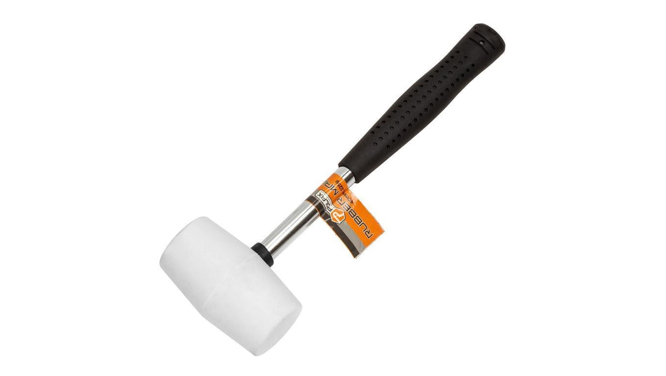 Młotek gumowy Polax, trzonek metalowy biały 225 g (39-003)