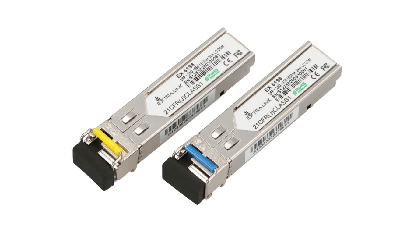 Moduł SFP WDM 1,25Gbps, 1310/1550nm, single mode, 3km, LC, DOM, para Extralink SFP 1.25G