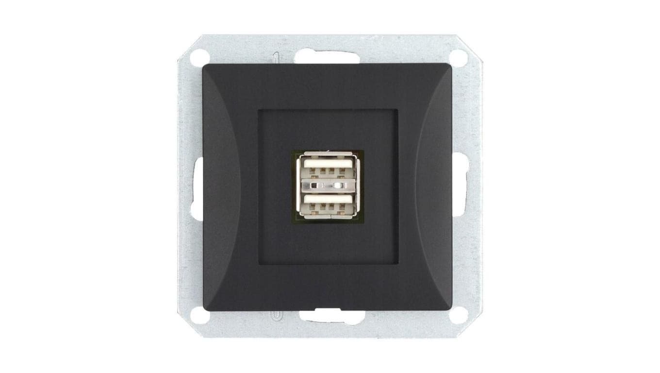 OPAL Gniazdo ładowarka USB podwójna do ramki czarny mat GŁ/USB-2/m Op CZ/MAT