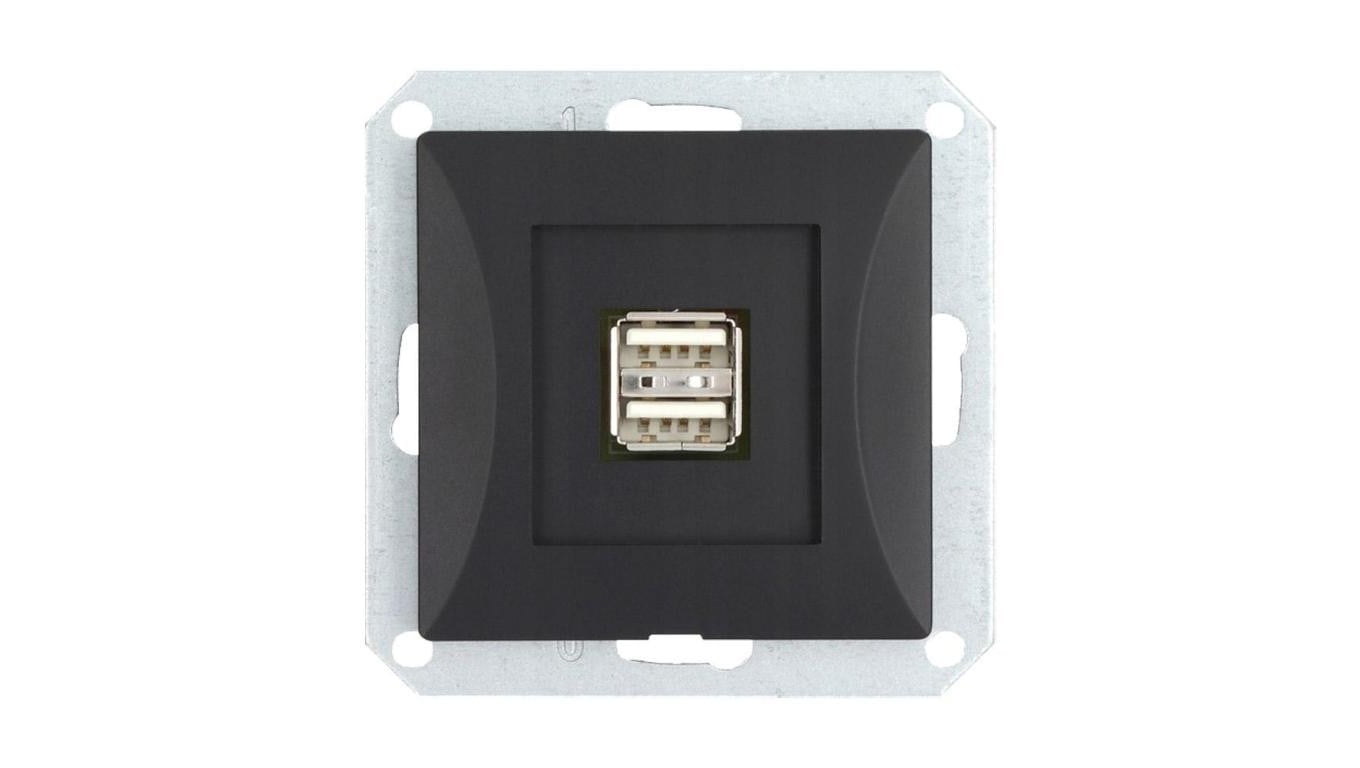 OPAL Gniazdo ładowarka USB podwójna do ramki czarny mat GŁ/USB-2/m Op CZ/MAT