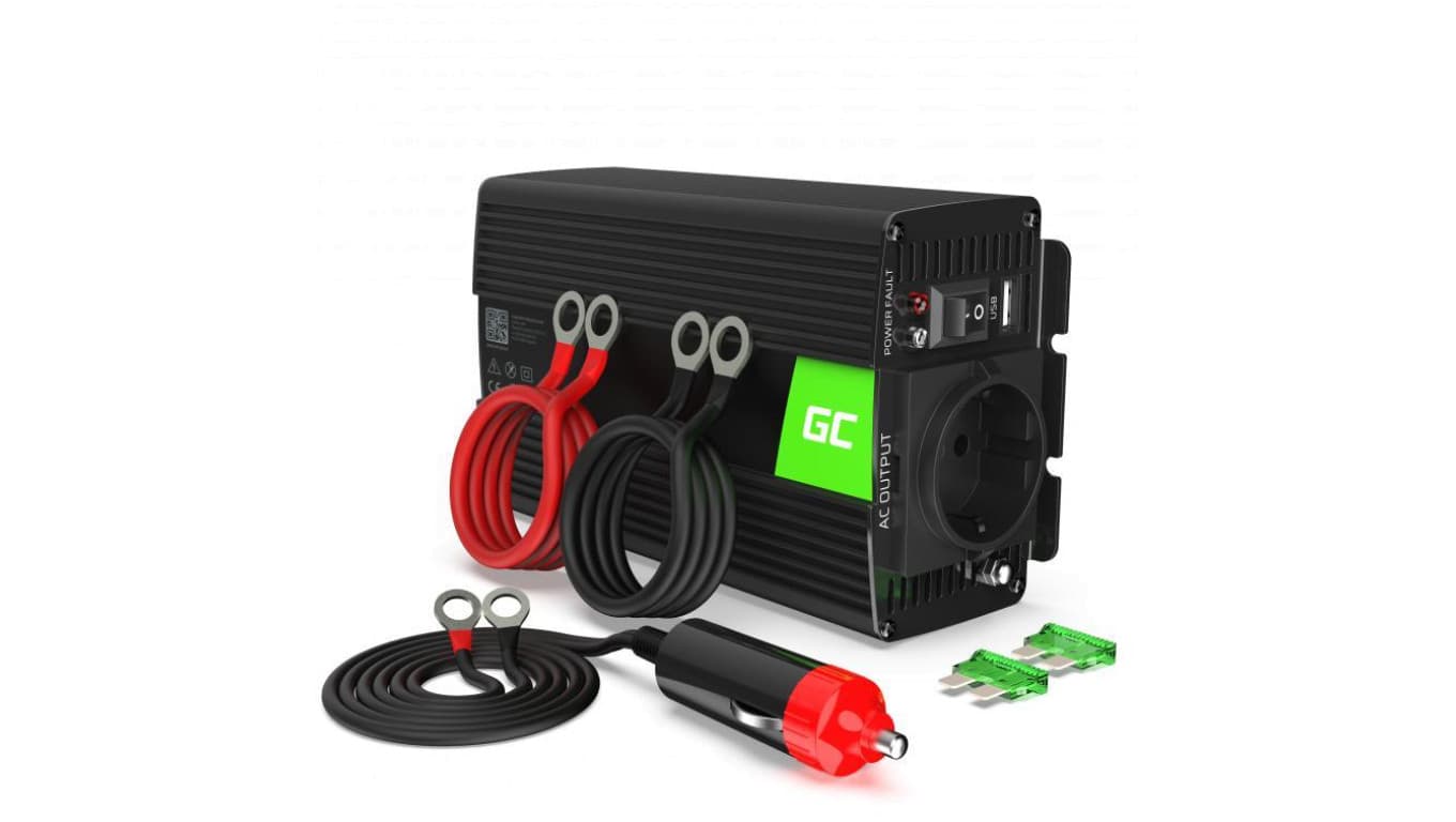 PRZETWORNICA NAPIĘCIA INWERTER Green Cell 12V -igt/br 230V 500W/1000W CZYSTA SINUSOIDA INV16