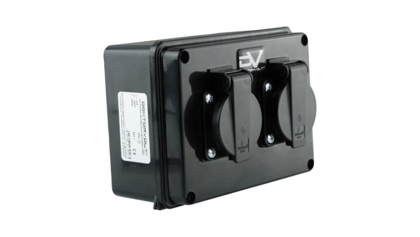 Puszka hermetyczna z gniazdami 230V wym/zew 160x120x95 IP54 Schuko 6.82105 M-L 9573