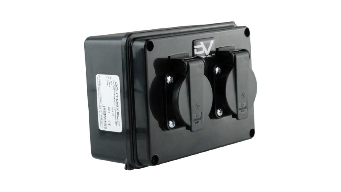 Puszka hermetyczna z gniazdami 230V wym/zew 160x120x95 IP54 Schuko 6.82105 M-L 9573