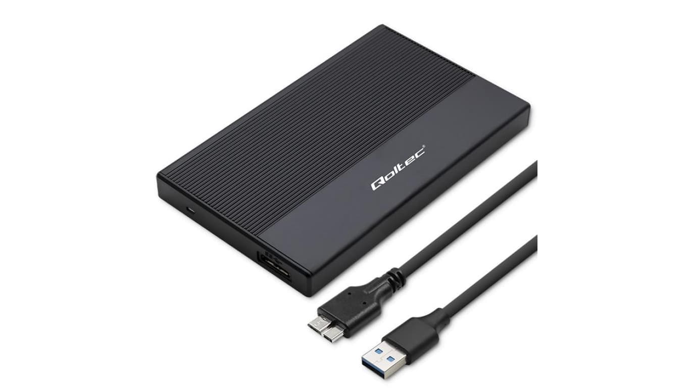 Qoltec Aluminiowa Obudowa Kieszeń na dysk SSD HDD 2.5 SATA USB 3.0 Super speed 5Gb/s 2TB Czarny