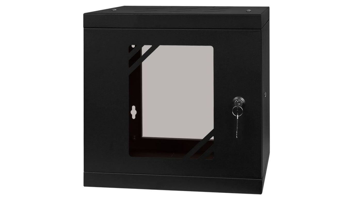 Szafa wisząca RACK 10 6U 300mm drzwi szklane czarna