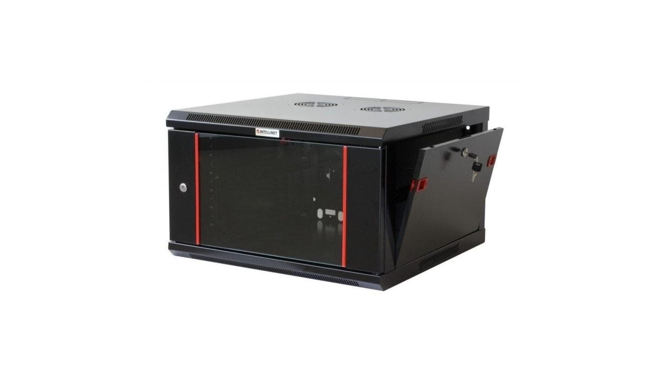 Szafka wisząca złożona 6U 600x450 rack 19 drzwi szkło czarna