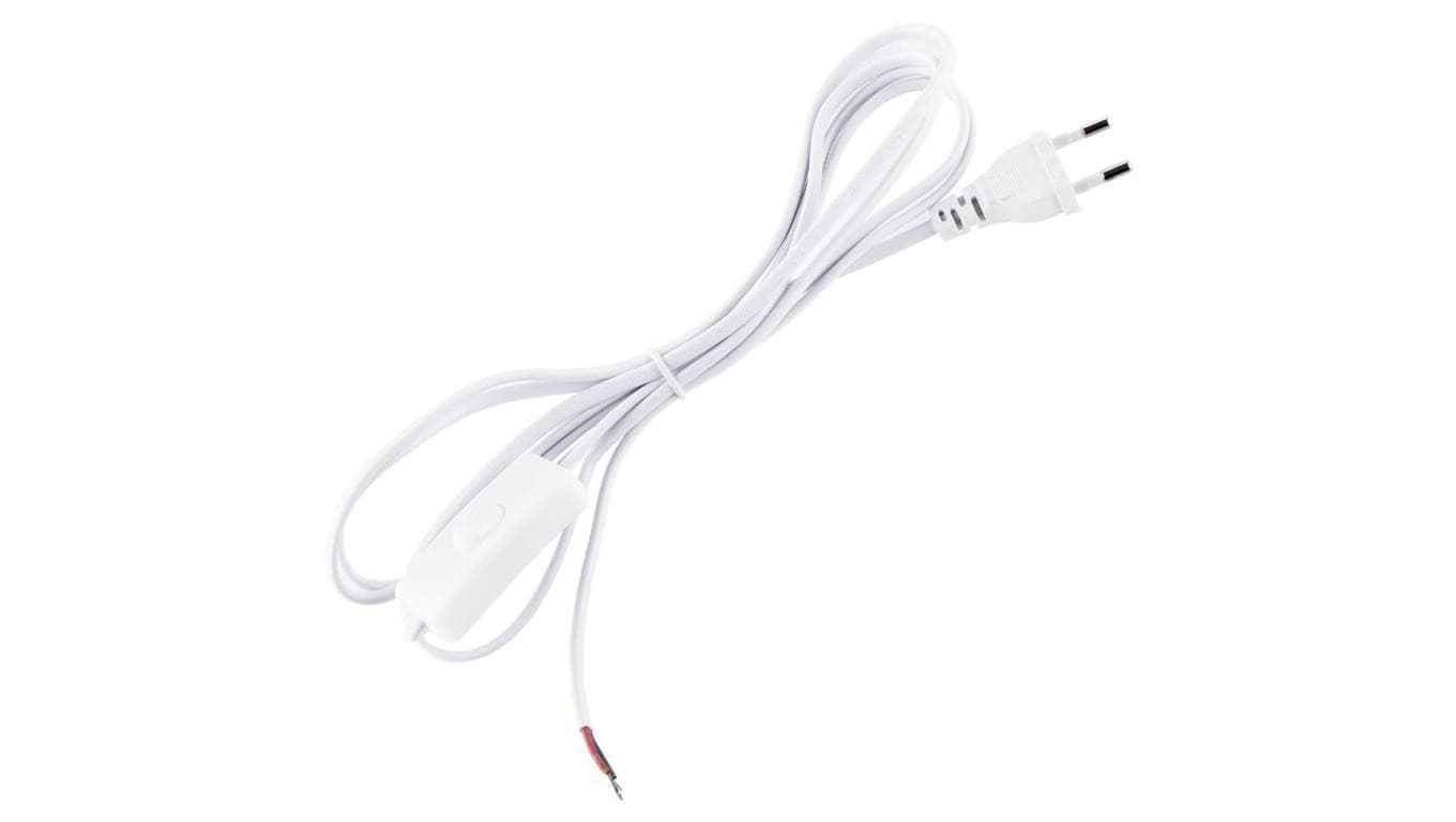 Sznur Przyłączeniowy Kabel 2.5m 2x0.5 z włącznikiem kołyskowym BIAŁY