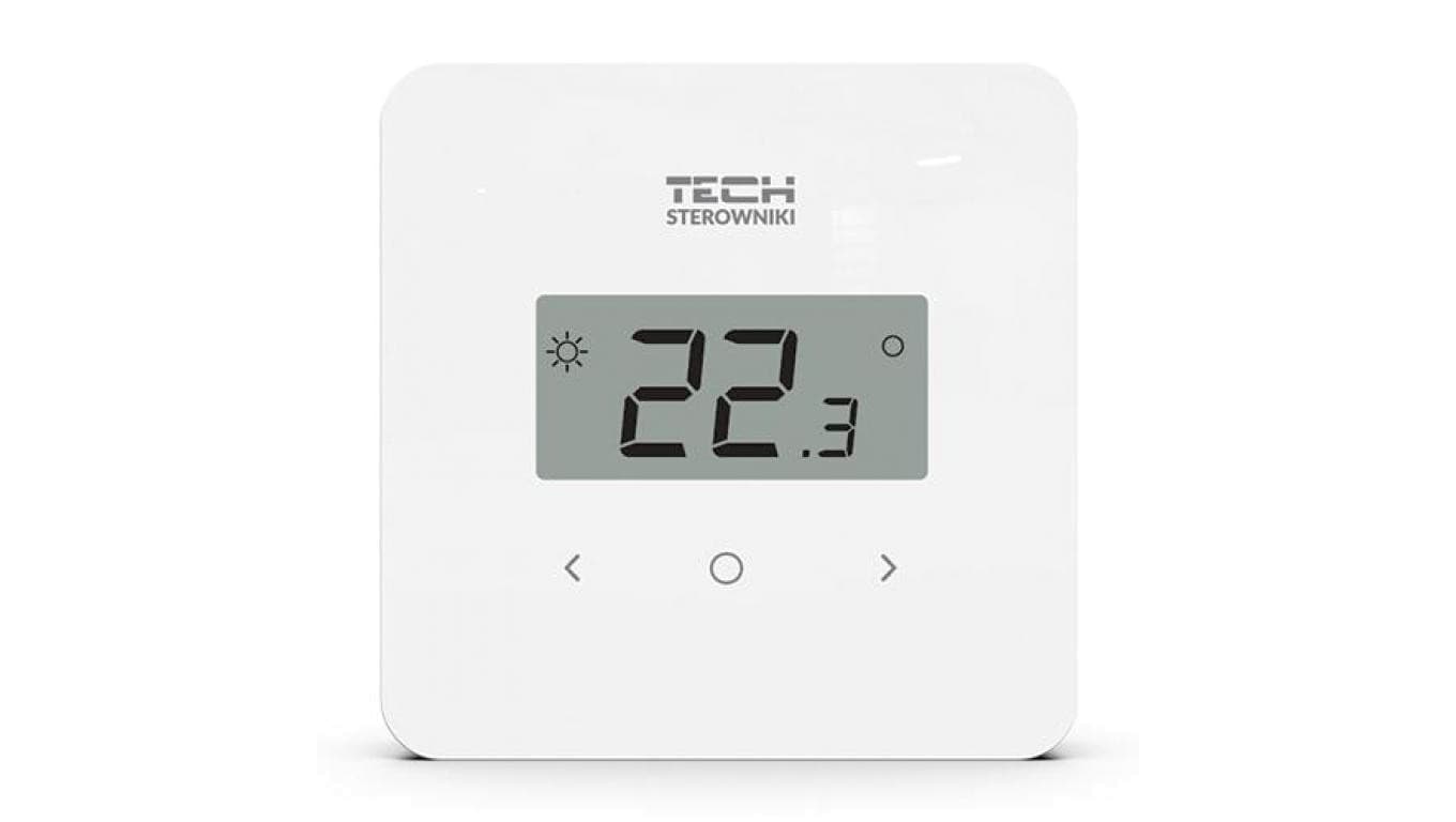 TECH T-2.1 - Regulator pokojowy przewodowy dwustanowy kolor biały duże cyfry
