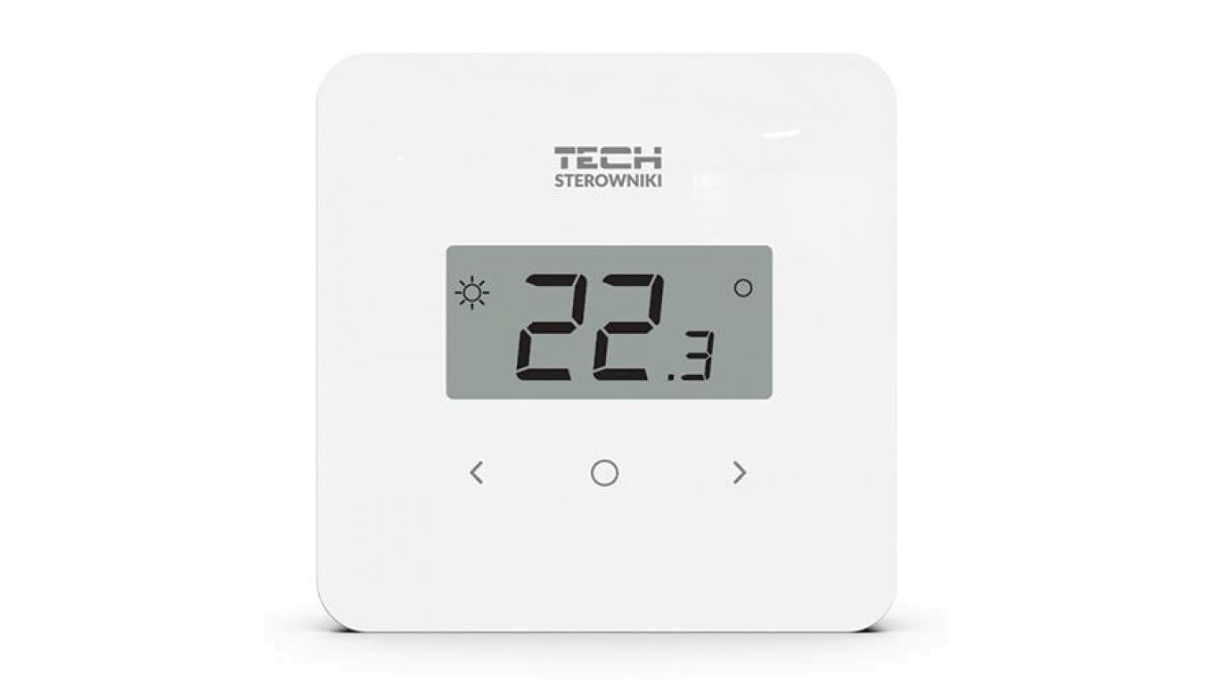 TECH T-2.1 - Regulator pokojowy przewodowy dwustanowy kolor biały duże cyfry