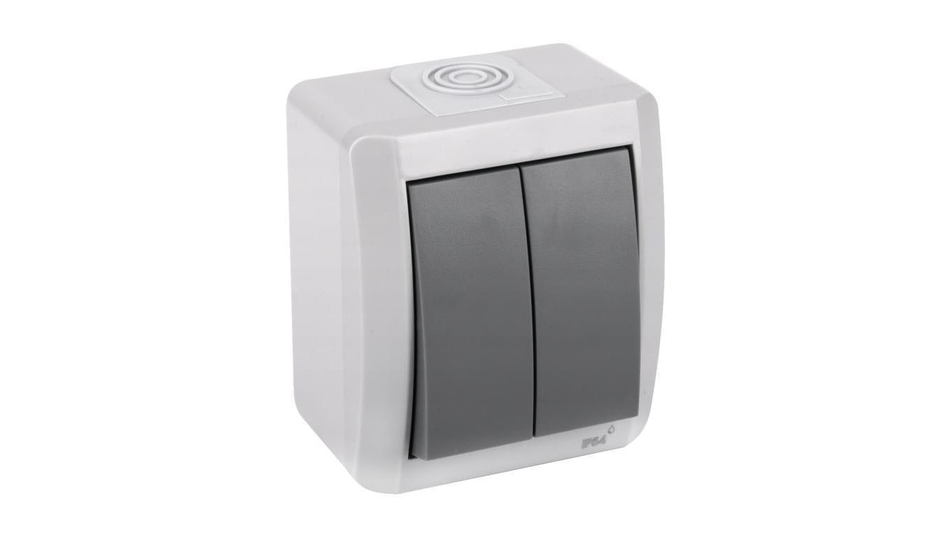 WŁĄCZNIK ŚWIATŁA NATYNKOWY ŁĄCZNIK PODWÓJNY DO ŚWIATŁA IP54 NORA 4/M/21550020203