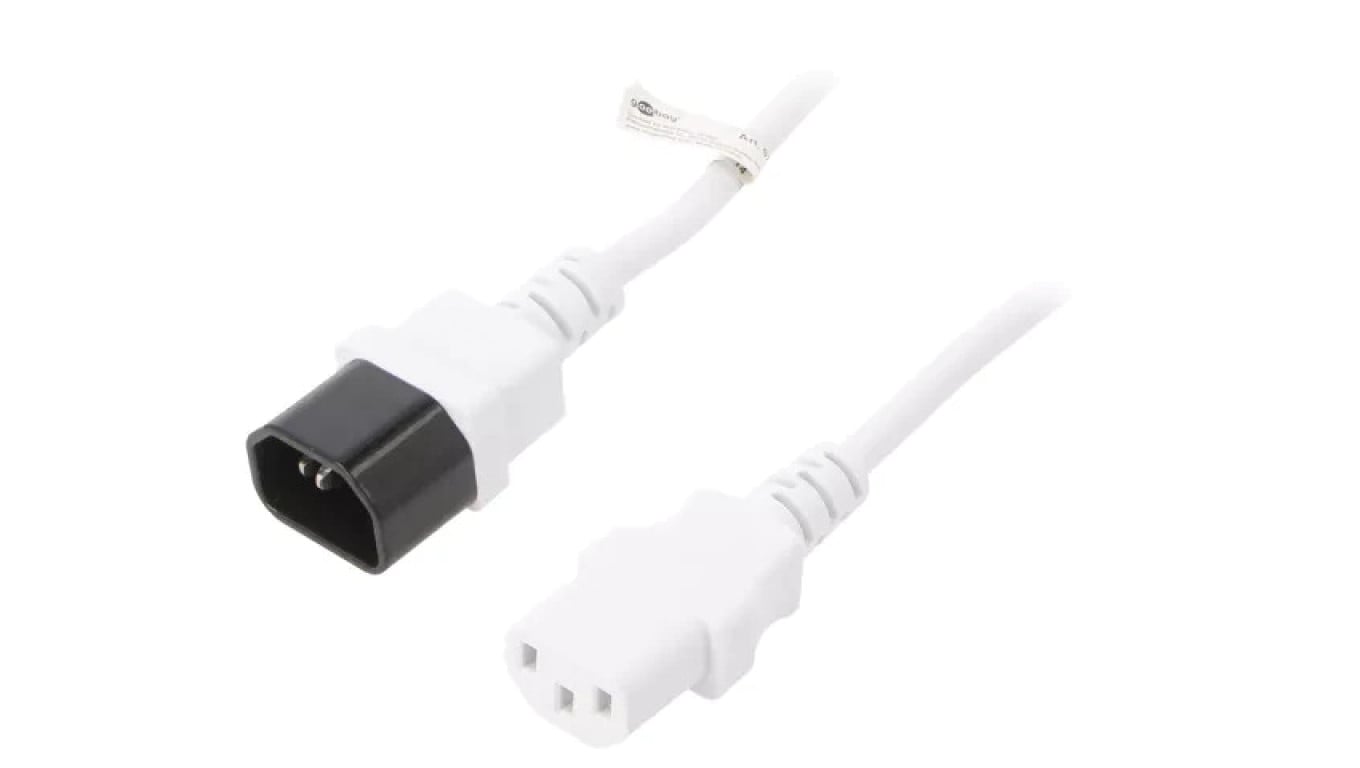 WN112-3/10/3WH Kabel IEC C13 żeński,IEC C14 męski PVC 3m biały 10A 250V