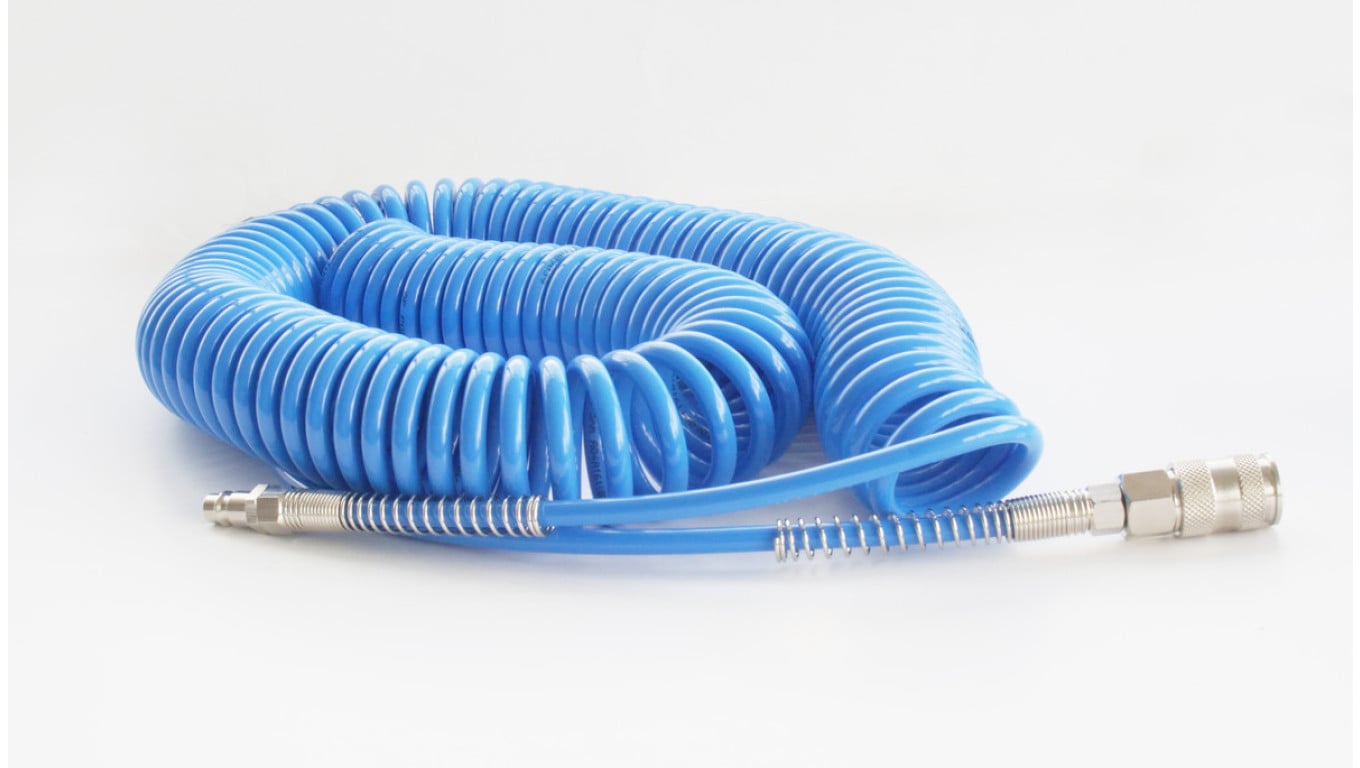 Wąż spiralny pneumatyczny 12x8 mm z szybkozłączami DN7,2 długość 5 m