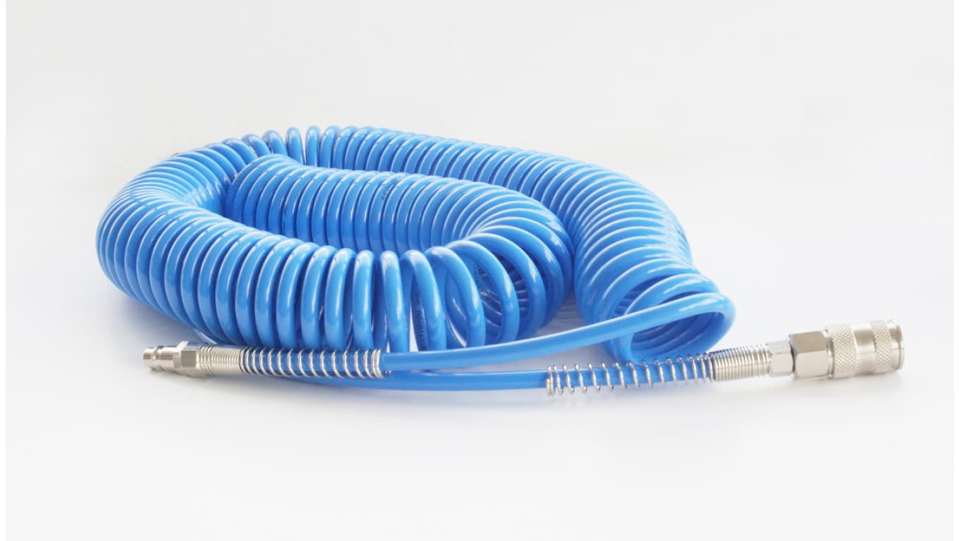 Wąż spiralny pneumatyczny 8x5 mm z szybkozłączami DN7,2 długość 10 m