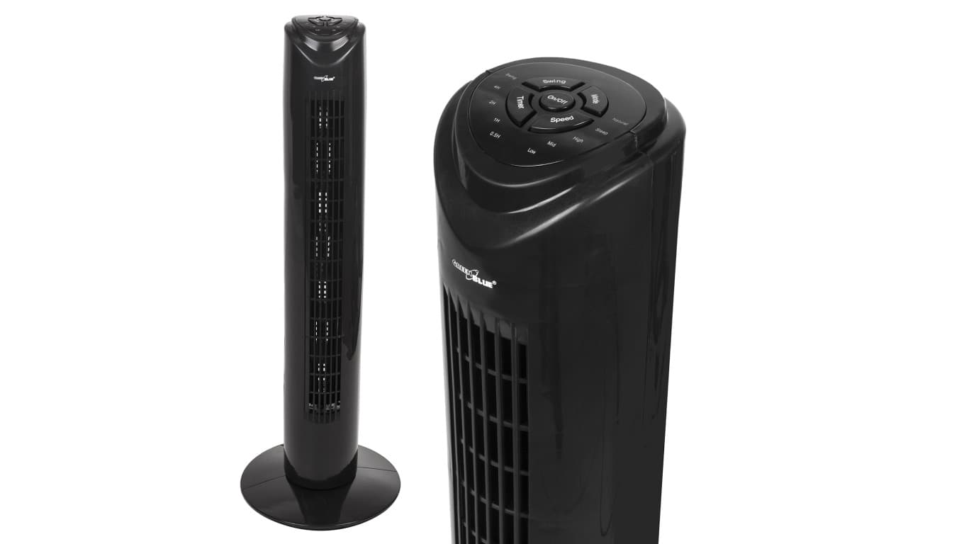 Wentylator kolumnowy GreenBlue 45W z 3 poziomami siły nawiewu, 82cm wysokości, 1,5m przewodu, z pilotem i timerem GB645