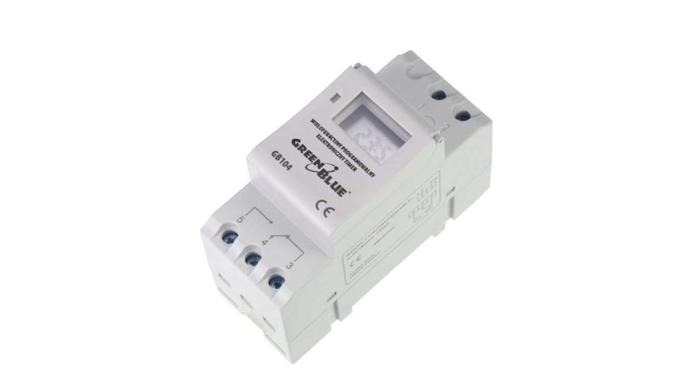 Włącznik czasowy - timer cyfrowy na szynę DIN GreenBlue GB104 16 programów max 240 programów GB104