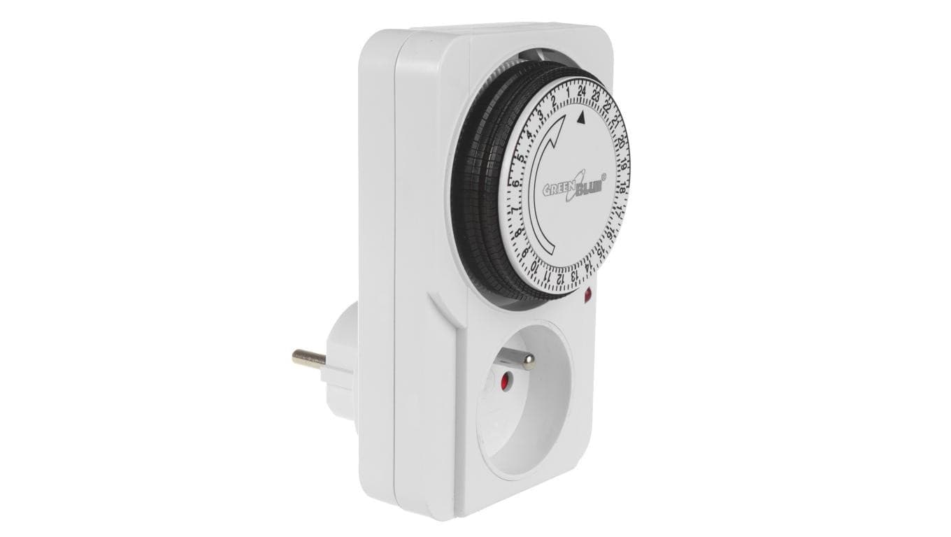 Włącznik czasowy - timer mechaniczny GreenBlue, 48 programów, max. obciążenie 16A, IP20, GB360 E