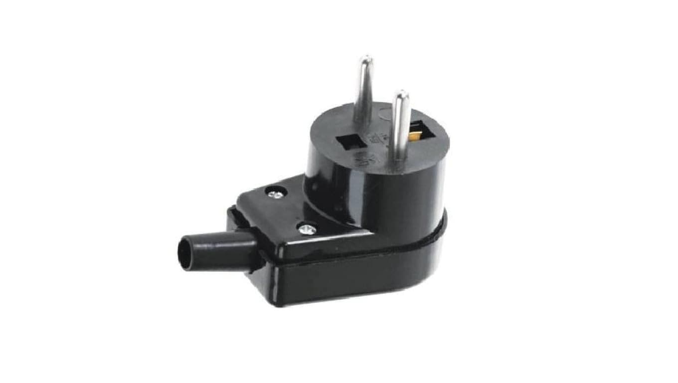 Wtyczka kątowa 16A 250V IP20 czarna 220-05