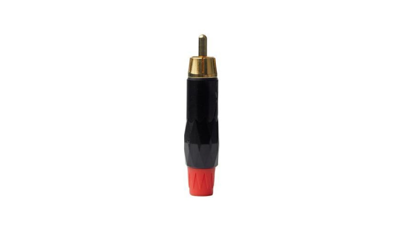 Wtyk RCA metalowy RCAMR, czarno-czerwony LIN000014 /5szt./
