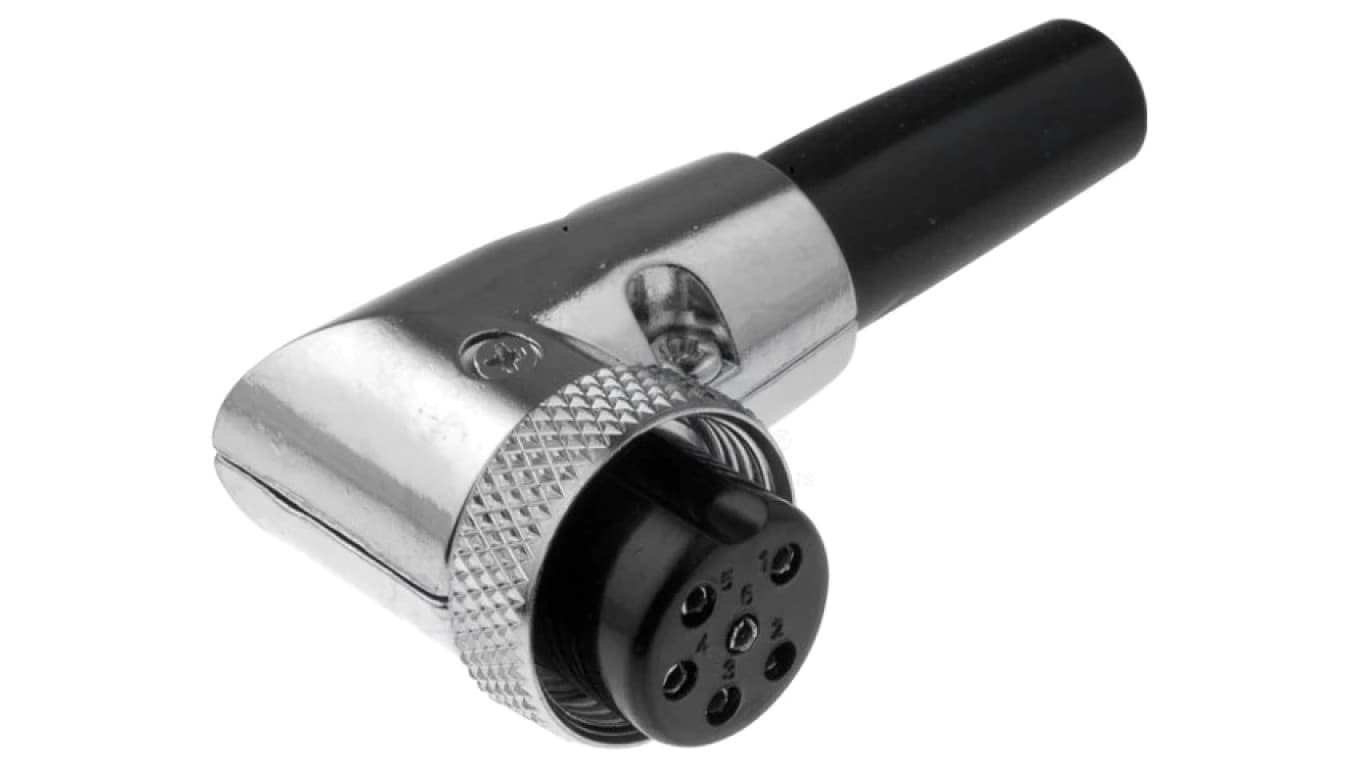 Wtyk mikrofonowe żeńskie 6-pin na przewód kątowe 90 6mm FC684226R