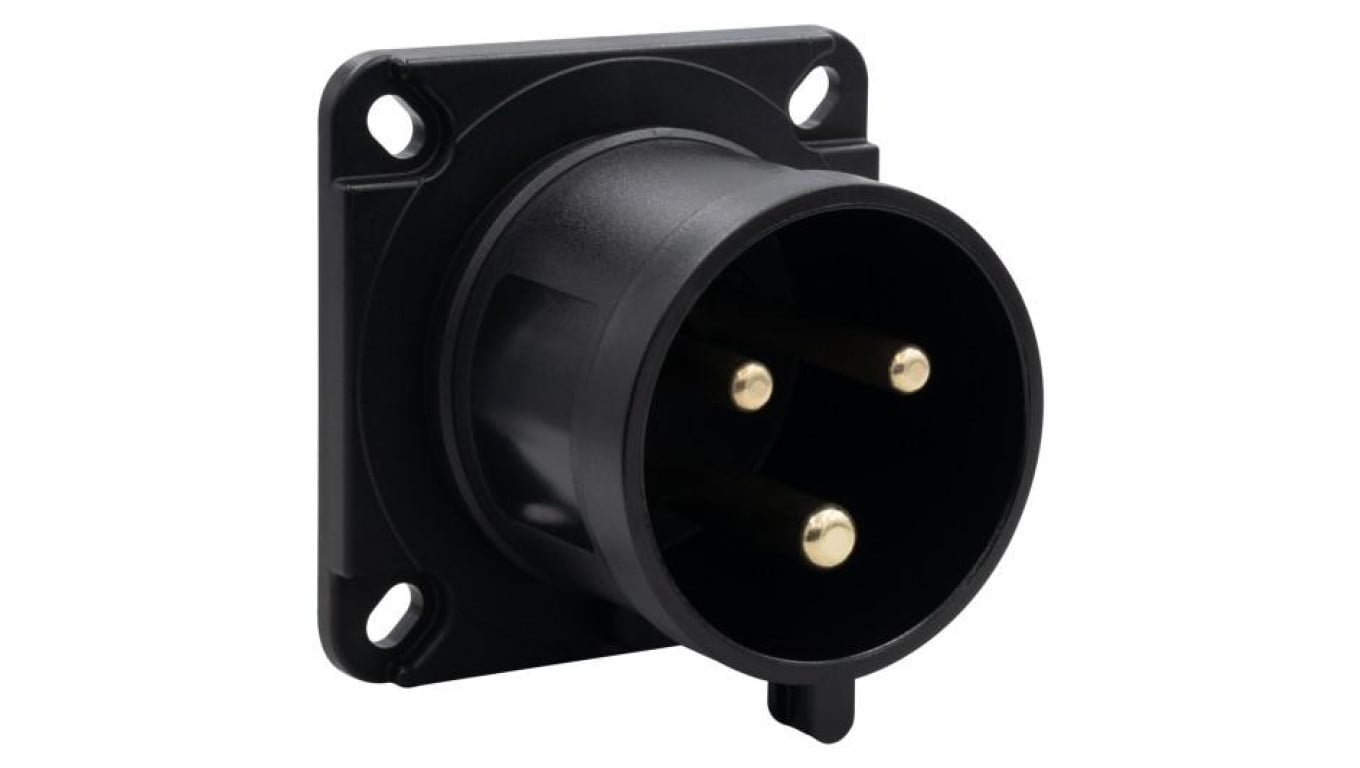 Wtyk przemysłowy tablicowy odbiornikowy 32A 3p 200V-250V /FE/ IP44 czarny