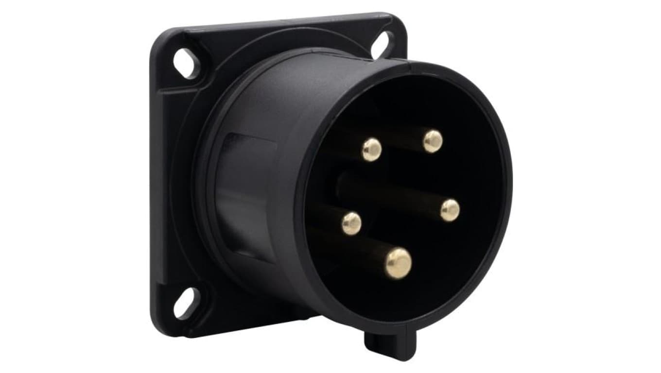 Wtyk siłowy tablicowy odbiornikowy 32A 5p 380V-415V /FE/ IP44 czarny