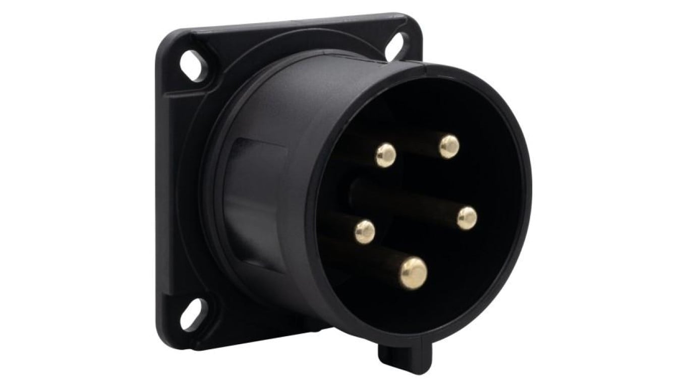 Wtyk siłowy tablicowy odbiornikowy 32A 5p 380V-415V /FE/ IP44 czarny