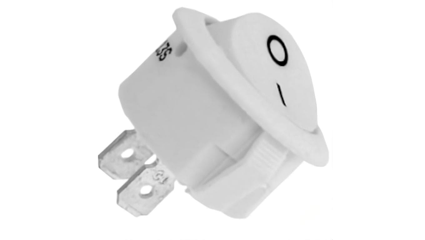 Wyłącznik kołyskowy okrągły 250V 10A 2pin/2poz biały