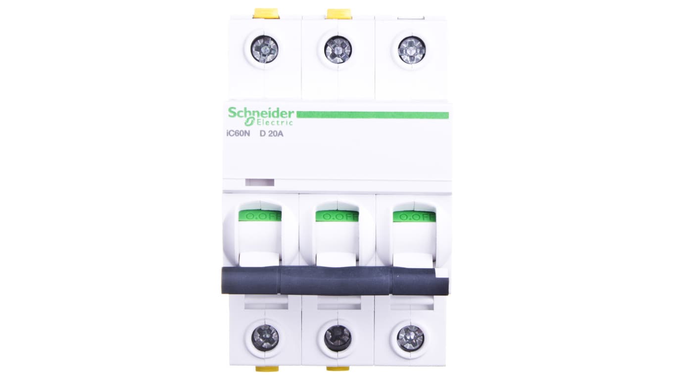 Wyłącznik nadprądowy 3P D 20A 6kA AC iC60N-D20-3 A9F05320