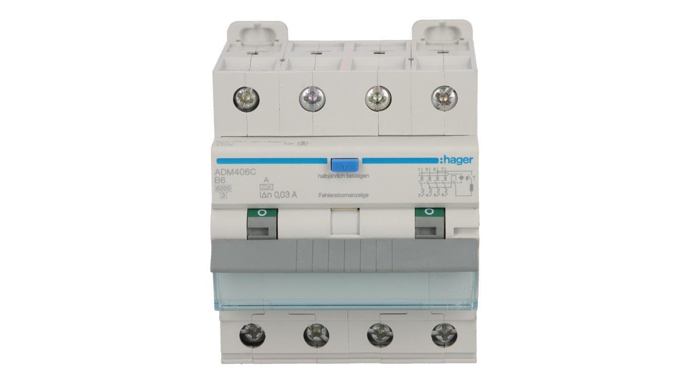 Wyłącznik różnicowo-nadprądowy RCBO 4P B6A 0,03A Typ A 6kA RCBO ADM406C