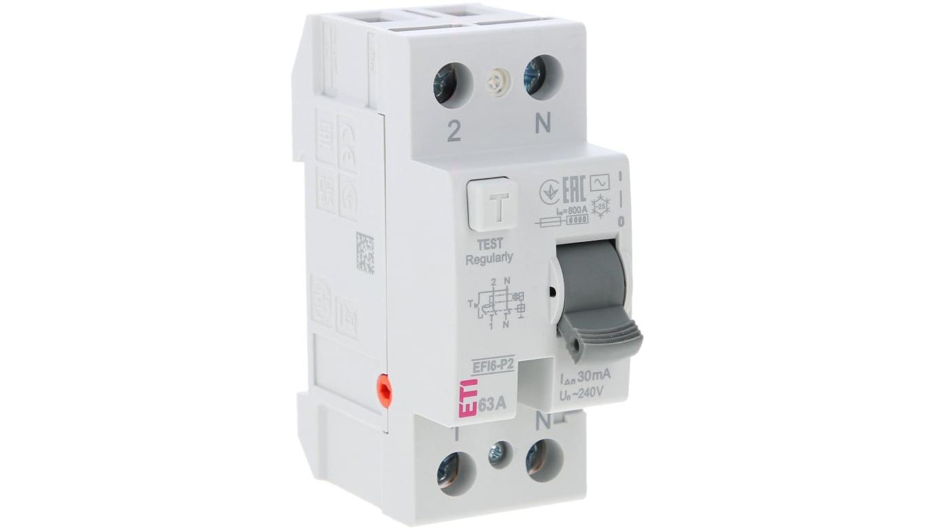 Wyłacznik różnicowoprądowy 2P 63A 0,03A typ AC EFI6-P2 AC 63/0.03 002061253