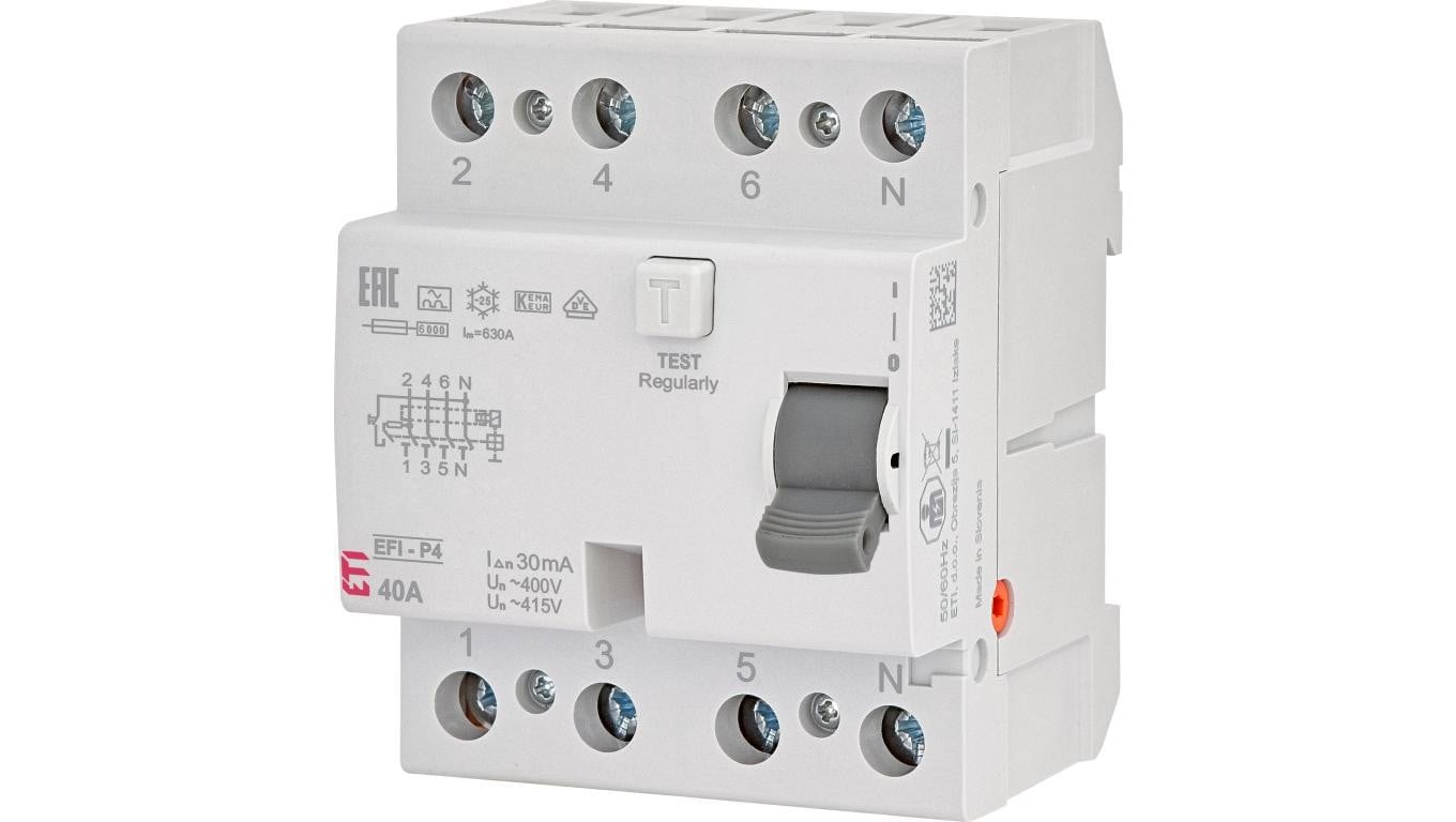 Wyłącznik różnicowoprądowy 4P 40A 0,03A typ A 6kA EFI6-P4 A 40/0.03 002061662