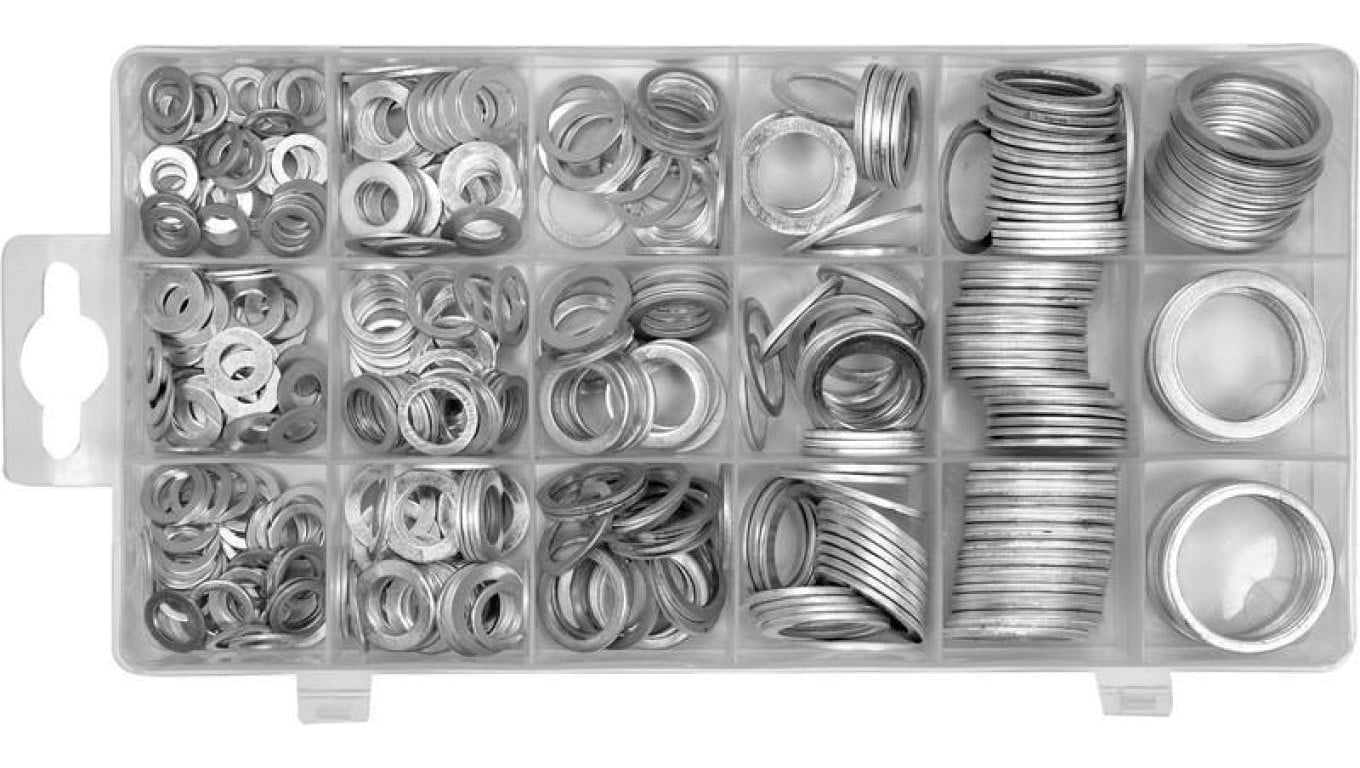 ZESTAW PODKŁADEK ALUMINIOWYCH 450 SZT. MIX ROZMIARÓW