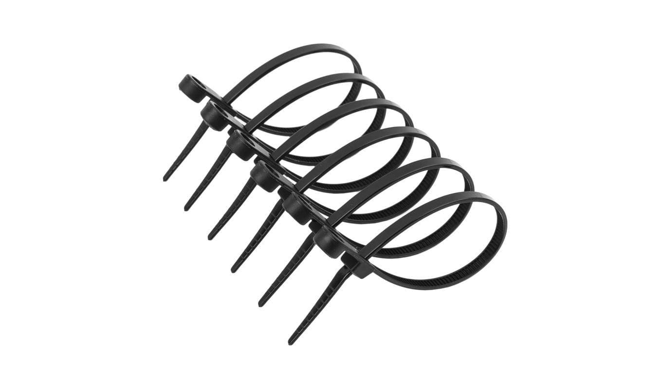 Zacisk plastikowy (opaska) Kabel Polax z pierścieniem montażowym 4,2 x 220 mm, czarny 100 szt. (37-118)
