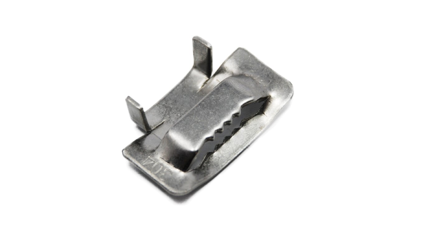 Zacisk/spinka z ząbkami do taśmy stalowej 10 mm, komplet 100 sztuk