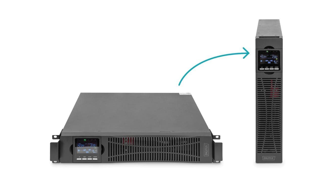 Zasilacz awaryjny UPS Online Rack 19 LCD 2000VA/2000W 4x12V/9Ah 8xC13 1xC20 USB RS232 RJ45 Głębokość 460mm DN-170095