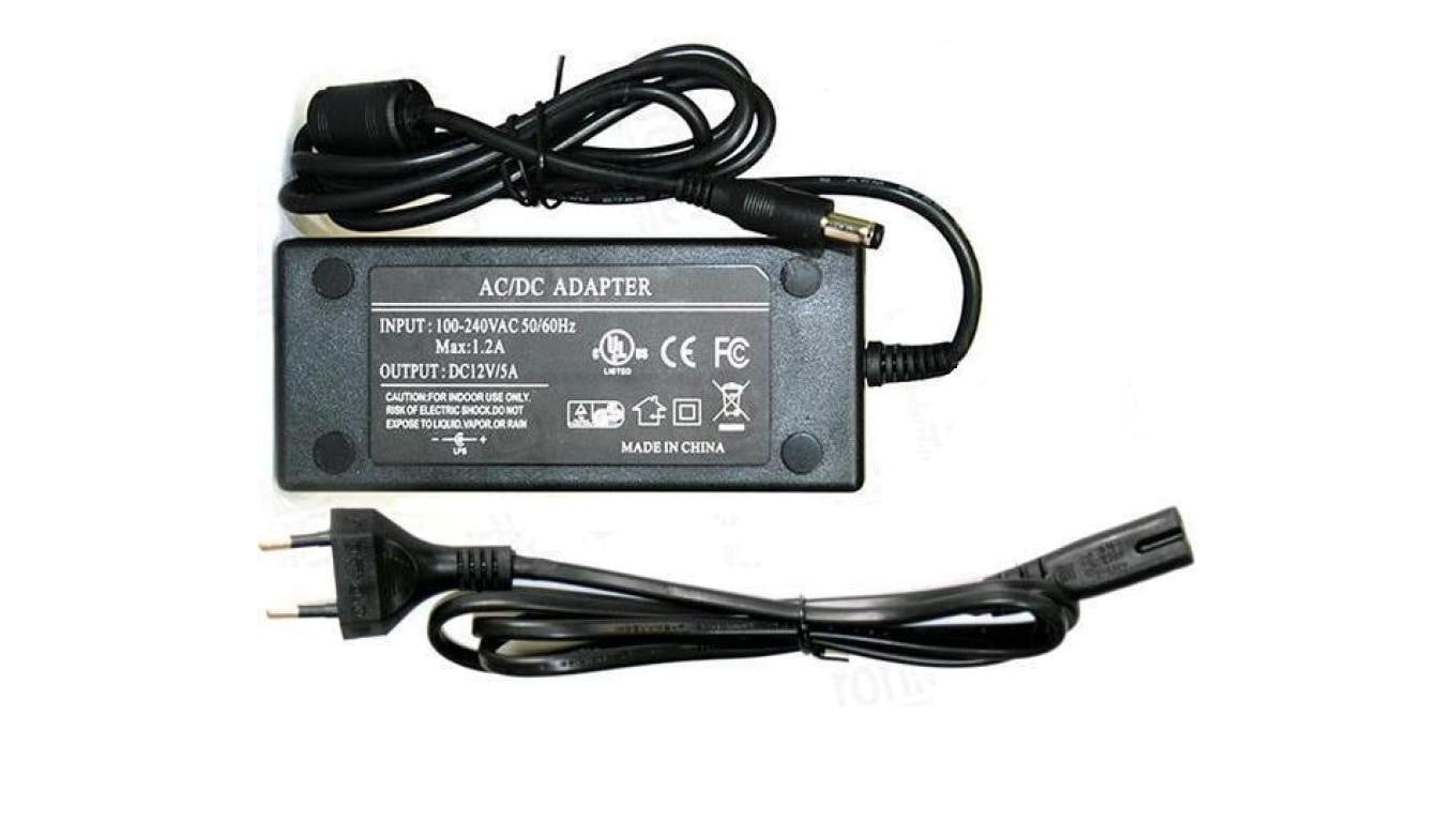 Zasilacz impulsowy 12V 5A z kablem AC