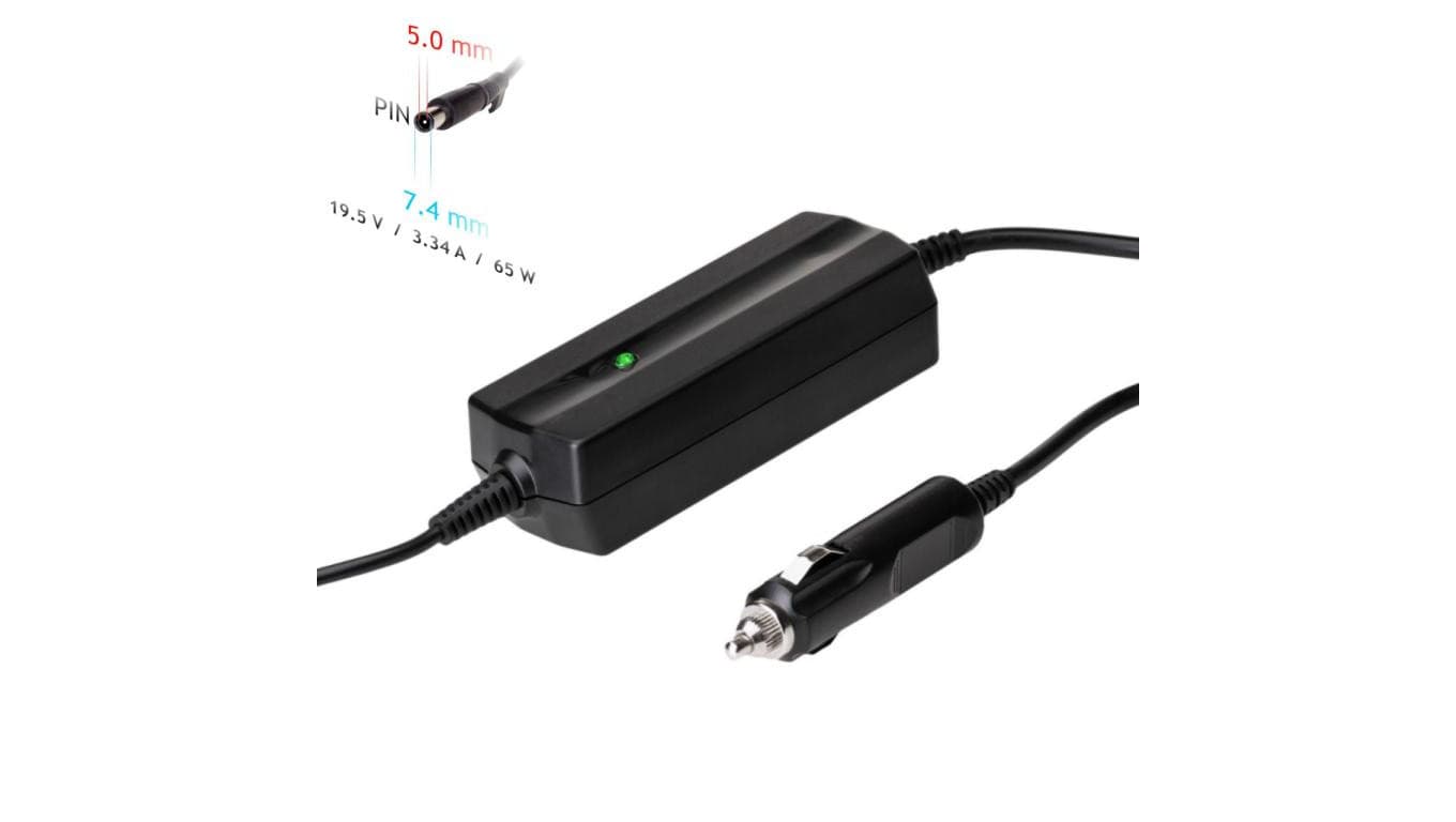 Zasilacz samochodowy do notebooka Akyga AK-ND-33 19.5V / 3.34A 65W 7.4 x 5.0 mm + pin DELL 1.2m