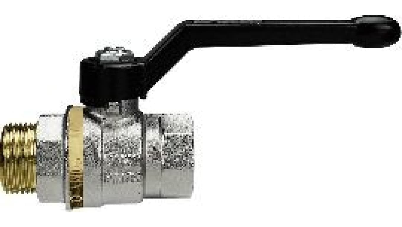 Zawór kulowy ECONO G 1/2 GW - G 1/2 GZ PN25, mosiądz niklowany, PTFE