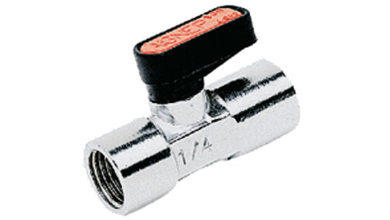 Zawór kulowy Ghilux mini R 1/4 GW/GW, PN20, gwintowany, mosiądz niklowany, PTFE /NBR