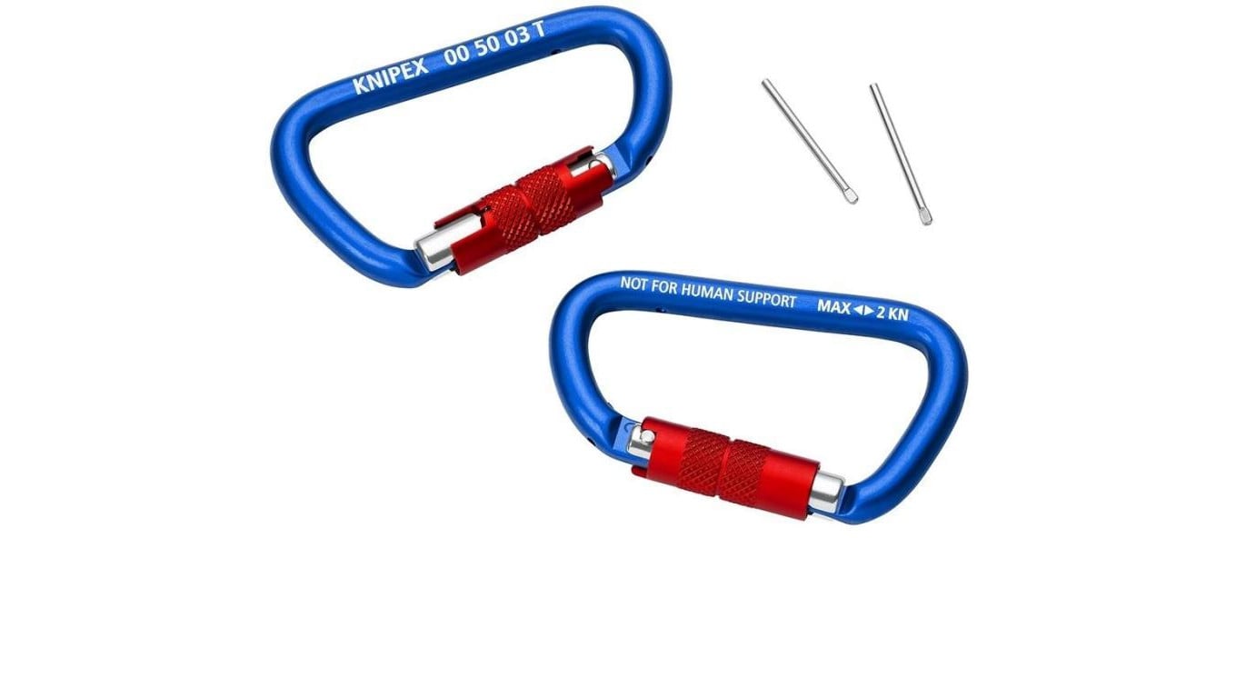 Zestaw 2 karabińczyków TT z kołkami zabezpieczającymi KNIPEX 00 50 03 T BK