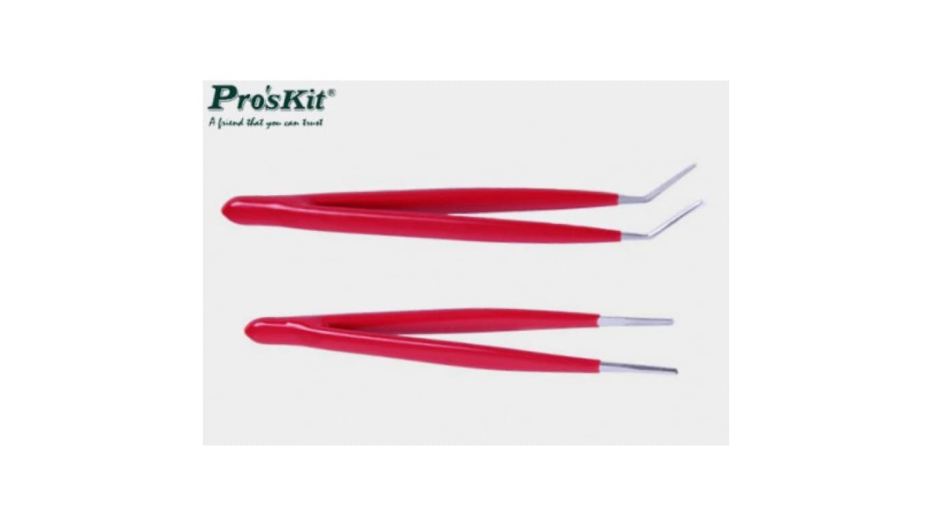 Zestaw pęset w izolacji 2szt/145mm magnetyczna, powierzchnia chwytająca ząbkowana 908-T301