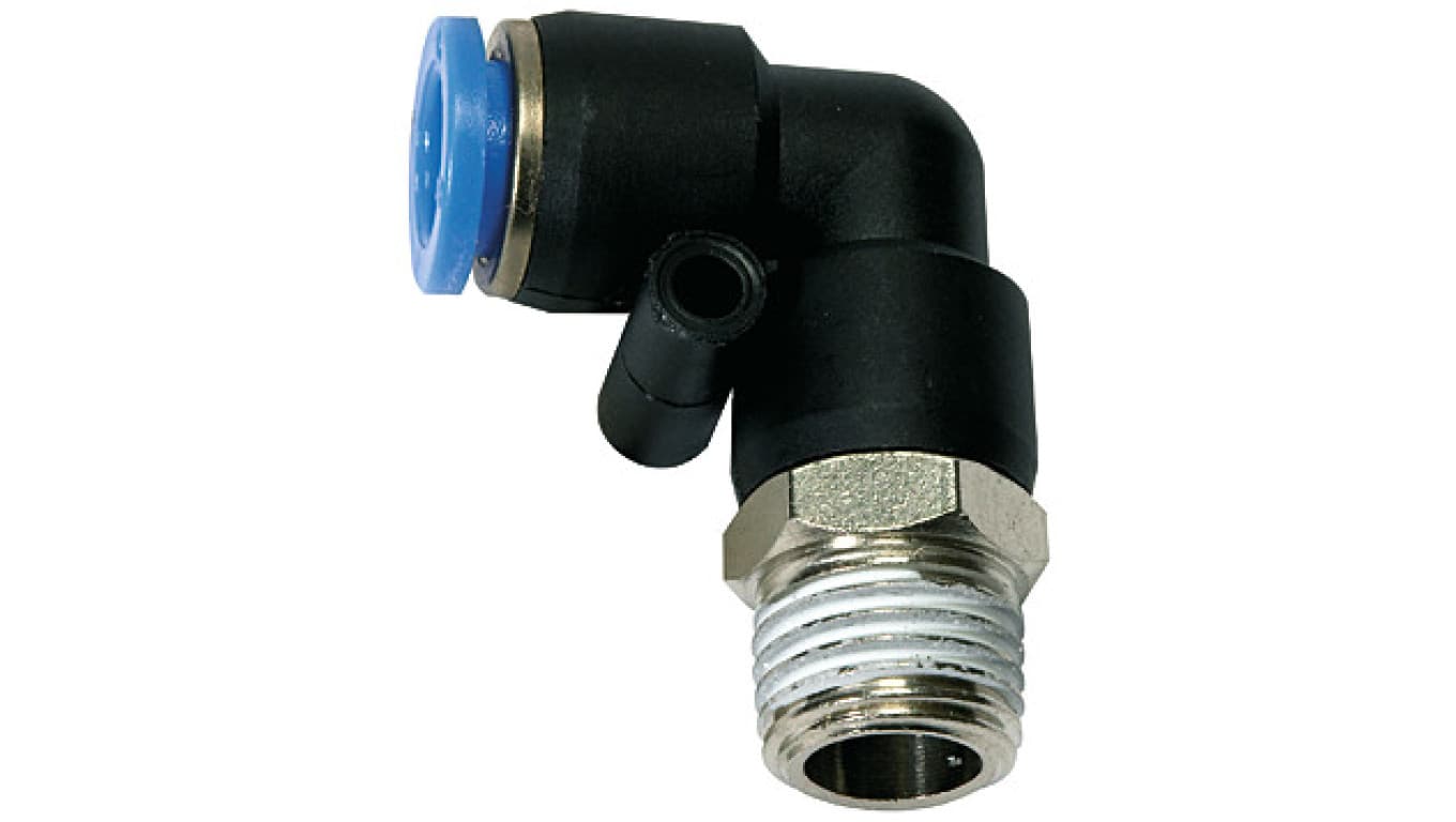 Złączka pneumatyczna wtykowa kątowa obrotowa do węża fi 12 mm, R 1/8 GZ, tworzywo sztuczne