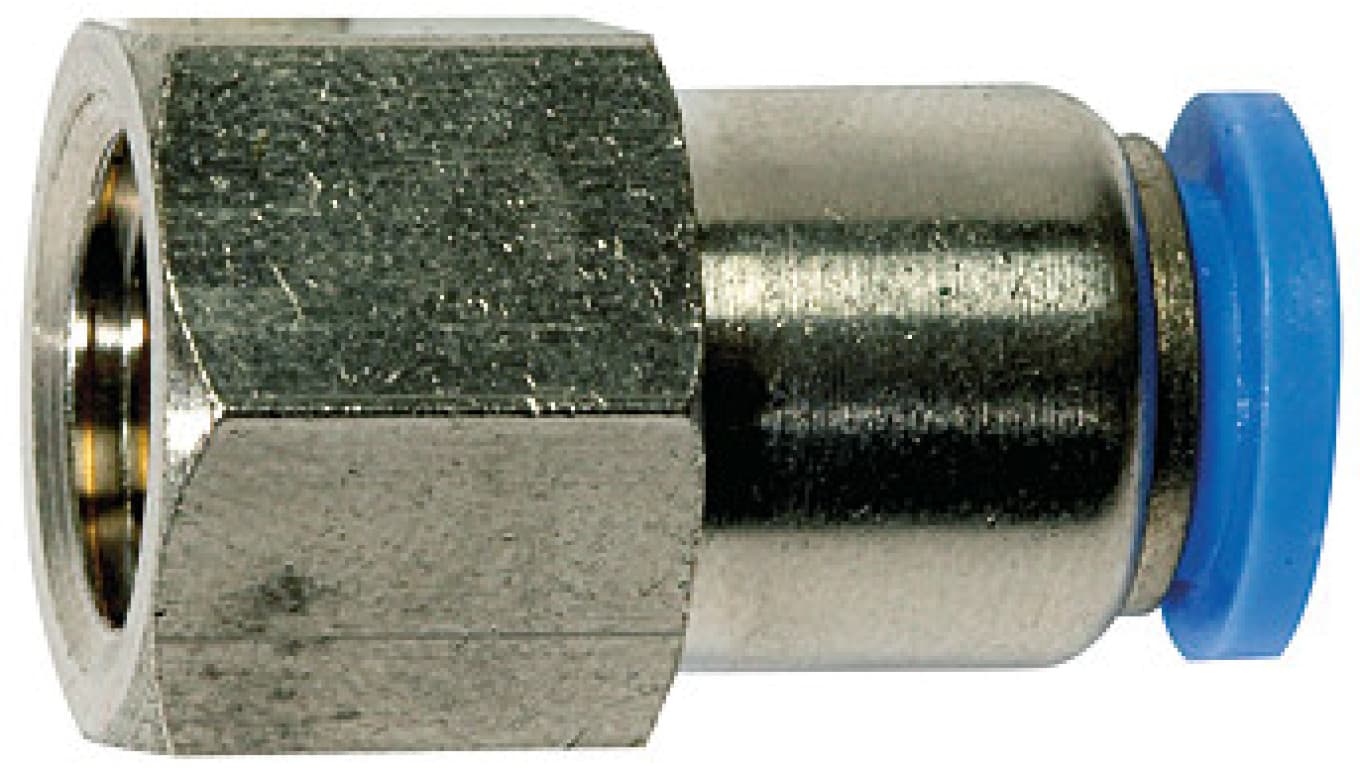 Złączka pneumatyczna wtykowa prosta do węża fi 6 mm, M6 GW, mosiądz niklowany